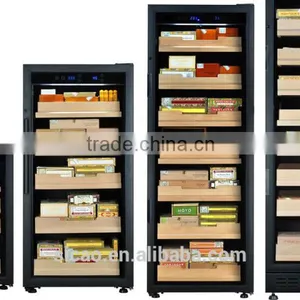 Double Layers LOW-E(UV Protected) Glass Door Black Wooden Cigar Cellar thumbnail-1