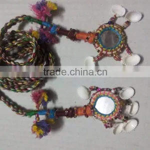 Indian Vintage Handmade Embroidered Waist Belt Tassels Tribal Kutch Waist Band Banjara Ethnic Pom Pom Belts thumbnail-3