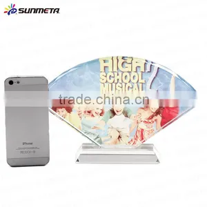 Fancy Crystal Novelty Business Gift Fan Shaped Crystal Cube Photo Frame thumbnail-2