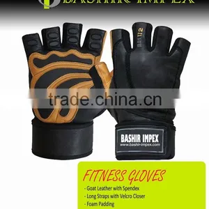 QUALITY LEATHER WEIGHTLIFTING GLOVES WITH GEL PADDING thumbnail-1