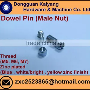 Male Nut/ Dowel Pin (for Furniture) With Bright(White)/Blue/Yellow Zinc Plated; M5, M6, M7 thumbnail-1