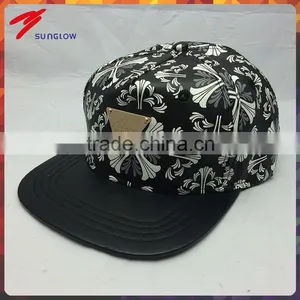 Custom Design Your Own Logo 6 Panel Leather Hater Snapback Caps thumbnail-1