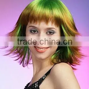 Wholesale Synthetic Dye Ombre Green Color Hair Cosplay Wigs thumbnail-1