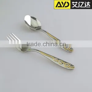 Spoon and Fork Set! Stainless Steel Gold Flatware thumbnail-3