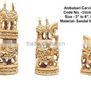 Sandalwood Carved Ambabari Elephant thumbnail-1