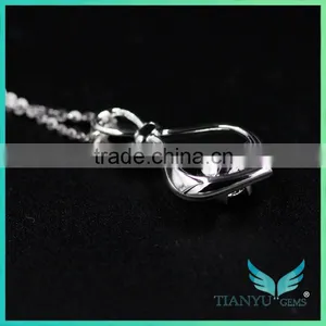 18k White Gold Necklace 7mm Equals Moissanite Net Moissanite Pendant thumbnail-5