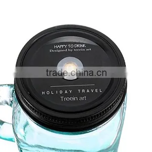 400ml Glass Bottle Mason Jars With Color Painted Wholesale With Caps and Straws thumbnail-5