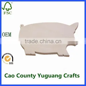 Unfinished Carved Wooden Pig Shapes for Kids Toys thumbnail-1