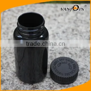 150cc Glossy Black Pill Bottles With Safty Caps thumbnail-1