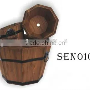 Set of 5 Wooden Octagonal Barrel thumbnail-1