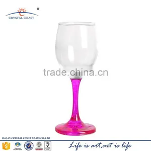 Cheap High Quality Pink Colored Wine Decorative Glass Goblet thumbnail-1