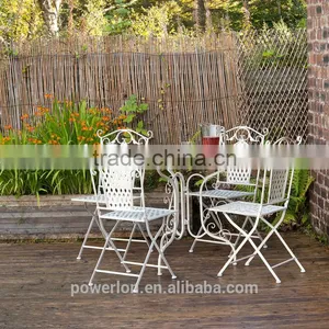 Fabulous Stylish Wrought Iron 4 Folding Chair 90cm Round Patio Set thumbnail-2