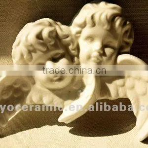 White Porcelain Angel Head With Wing Ornament thumbnail-1