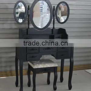 Dresser With Triple Mirror /make-up Desk Dressing Table With Stool thumbnail-4