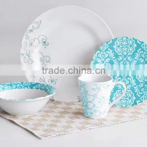 16pcs Porcelain Tableware Set With 4C Decal,16pcs Porcelain Dinnerware Set With Decal,white Porcelain Dinner Set thumbnail-1