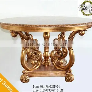 Living Room and Hotel Lobby Round Table With Paper and Glass Top thumbnail-1