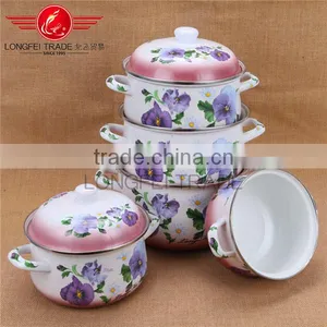 Longfei OEM 5pcs Turkey Enamel Casserole / Enamel Cookware Set Kitchen thumbnail-1