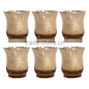 Mercury Glass Gold Candle Holder Set of 6 For Decoration thumbnail-1
