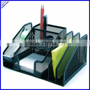5 Divided Compartment Silver Metal Mesh Multifunction Desk Organizer thumbnail-1