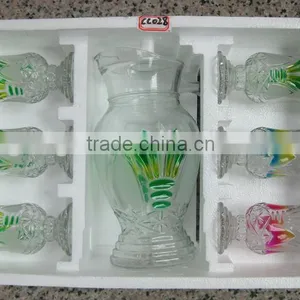 JK028 7pcs Glass Drinking Set With Spray Deco thumbnail-1