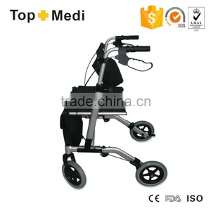 China Suppliers TOPMEDI Rehabilitation Therapy Supplies Lightweight 4 Wheel Folding Rollator Walker thumbnail-5