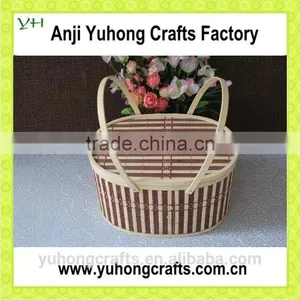 Storage Bamboo Basket With Handle For Picnic thumbnail-1