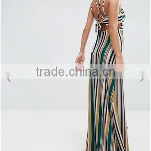 Women Clothing/ Striped Strappy Bow Back Maxi Dress thumbnail-2