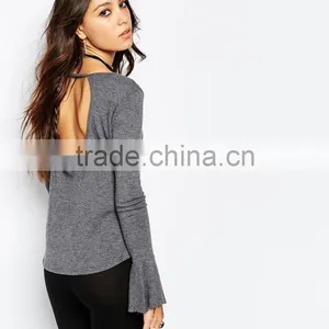China Factory OEM ODM 2015 New Fashion Customized Oversized Bell Sleeve Top thumbnail-3