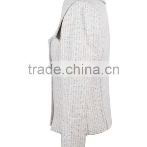 Ladies' Fashion Polyester Jacquard Long Sleeves Silver Long Zipper Short Slim Style Spike Jacket thumbnail-3