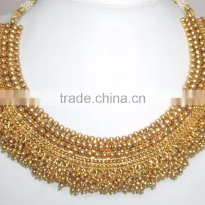 GOLD PLATED TEMPLE DESIGN Necklace RAMLEELA EARRING Set thumbnail-4