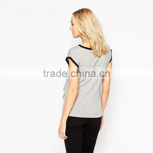 Maternity Contrast Binding Tee Maternity Clothes Manufacturers thumbnail-2