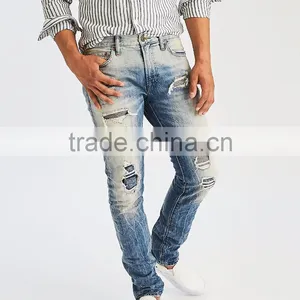 Wholesale Latest Design Straight Slim Fit Urban Star Damaged Ripped Washed Jeans for Men Jeans Pants Holesale Direct Factory thumbnail-2