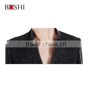 Custom Gery Fashion Blazer Of Ladies Two Button Mandarin Collar Suit thumbnail-4