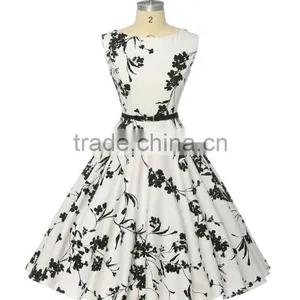 Summer Floral Print Retro Vintage 50s Polka Dot Casual Party Rockabilly Dress thumbnail-3