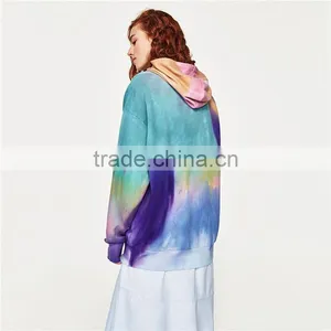 2017 OEM Spring Round Neck and Long Sleeves Oversized Tie-dye Sweat Hoodie thumbnail-5