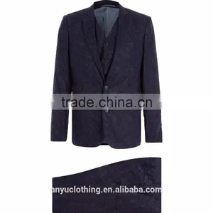 Stylish Style Mens Navy Floral Knitted Three-Piece Suit Wholesale thumbnail-1