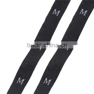 Polyester Clothing Labels Size Tags Craft Black Size M Embroidered Cloth Iron On Patch thumbnail-1