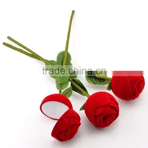 1 Red Rose Flower Velveteen Rings Jewelry Display Box 30x5.9cm(11 6/8"x2 3/8"),Jewelry thumbnail-1