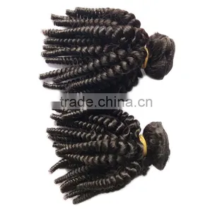 Malaysia Virgin Jerry Curly Weave Extensions Human Hair 100% Unprocessed Remy Jerry Curly Hair Weft thumbnail-3