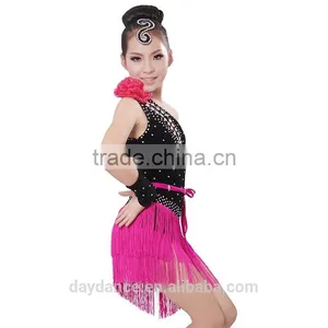 Girls Kids Latin Dance Costumes Fringe Children Ballroom Stage Dance Wear thumbnail-3
