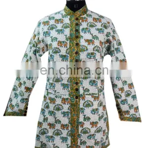 Designer Handmade Cotton Block Printed Reversible Jacket Blazer Formal Dress thumbnail-2