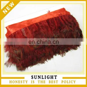 Red Pheasant Feather Trimming Feather Fringe thumbnail-1