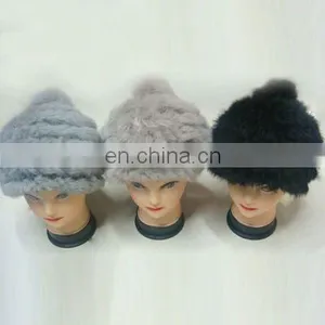 100%rabbit Fur Knitting Hats thumbnail-1