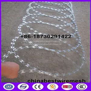 450mm Coil Diameter BTO-22 Razor Wire Flat Wrap Coils On Fence Top thumbnail-1