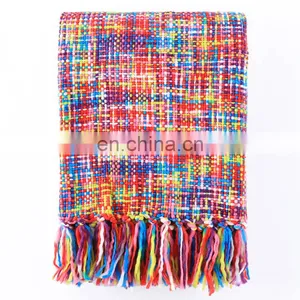 High Quality Tropical Style Multi-Color Rainbow Throw Blanket 63" X 49" thumbnail-3
