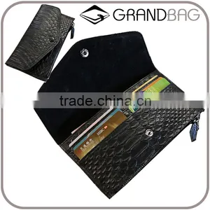 Luxury Genuine Snake Skin Leather Cow Leather Ladies Bifold Clutch Wallet Cheque Book Holder Wallet thumbnail-1