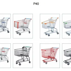 150L Asia 5 Inch PU Wheel Steel Shopping Trolley for Supermarket （surface : Zinc and Transparent Powder Coating） thumbnail-3