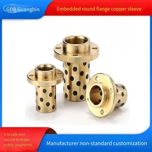 Jfb Flanged Graphite-inserted Oilless Copper Bushing, Embedded Round Flange Copper Bushing, Guided Graphite Copper Alloy Guide Bushing Flange thumbnail-1