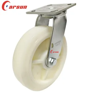 Carsun Heavy Duty Caster Wheels 8-Inch White Nylon Wheels Industrial Swivel Caster thumbnail-1