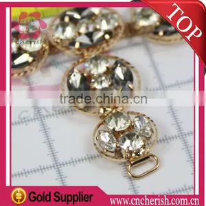 High Qulity Round Shape Black Color Hem Stone Decorative High Heel Shoe Ornaments With Shining Glass Beads thumbnail-4